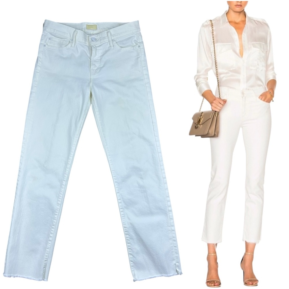 Mother The Rascal Ankle Snippet Straight Leg Jeans Sz 29 White Stayin' Alive